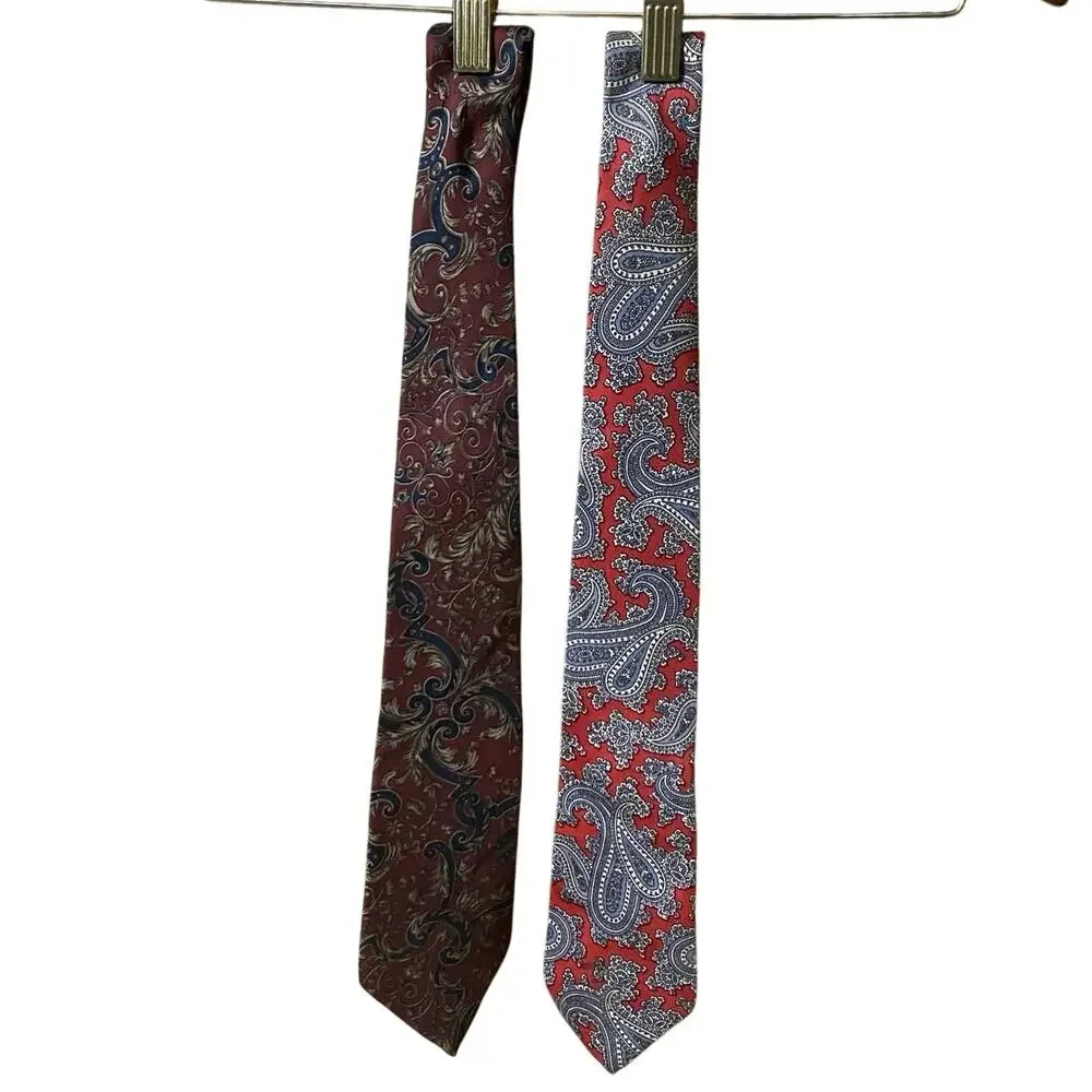 Vintage Christian Dior Tie Bundle (2) Paisley Neckties Made USA Italian silk